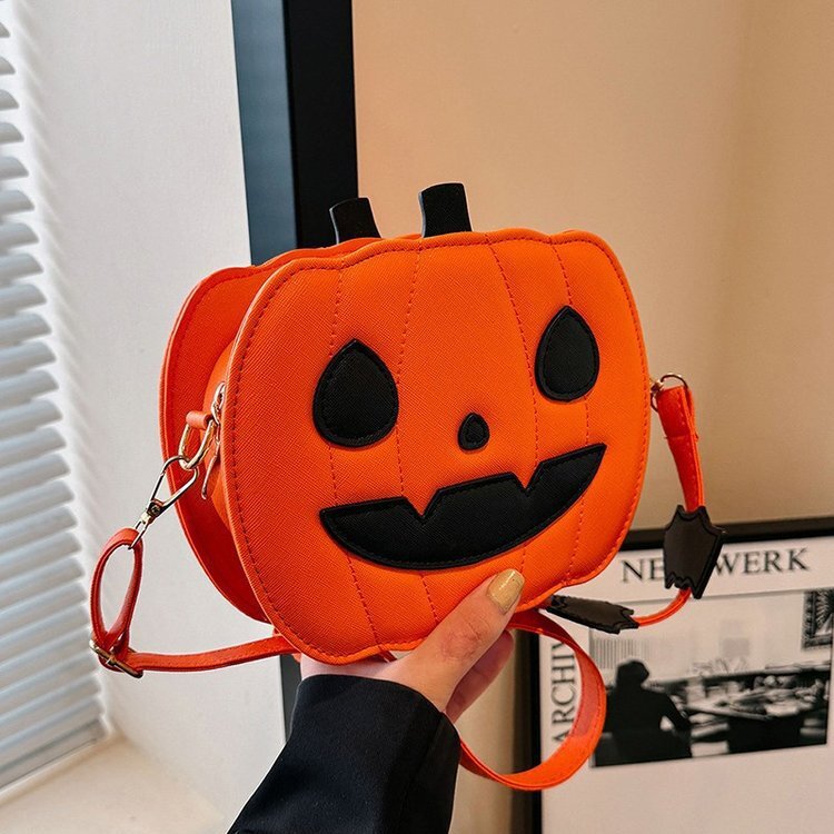 Halloween Fun Pumpkin New Fashion Color Comparison Creative Splicing Fashion Single Shoulder Women's Cartoon Crossbody Bag