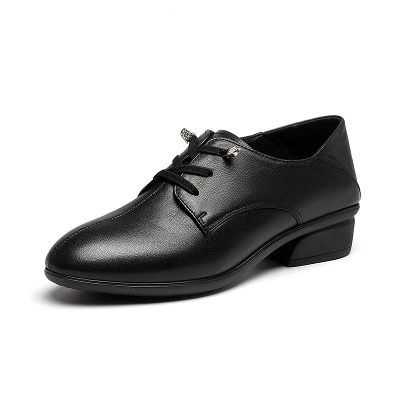 AIYUQI Women Shoes British Style Spring Genuine Leather Lace-up Women Shoes Non-slip Mom Casual Shoes Women