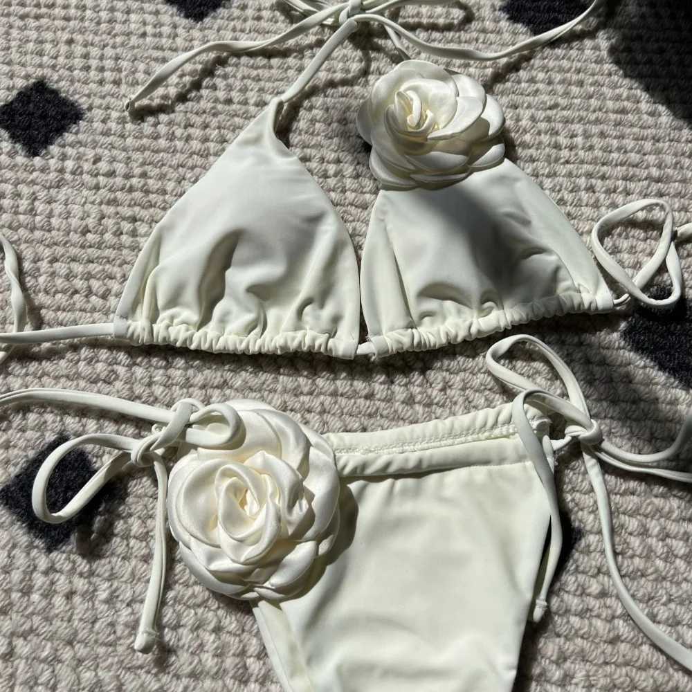 New Summer Women Bikinis Strapss Brazilian Thong Biquini Solid Color Rose Women Two Pieces Bathing Suit Swimsuit BeachwearXJ241212