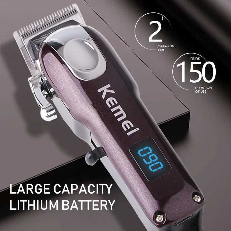 Kemei KM233 Professional Mans Hair Cutting Machine - Mini Portable Digital Display High Power Clippers W241212