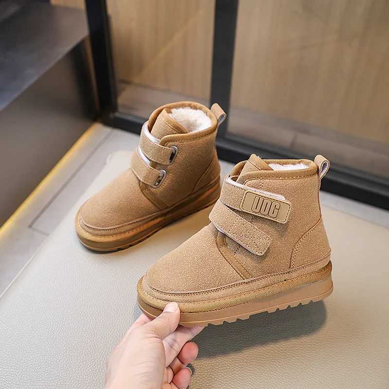 Boots Children Snow Boots 2025 New Style Boys Girls Baby Faux Suede Frosted Cotton Boots Plush Winter Warm Shoes Kids Size 26-37 H241212
