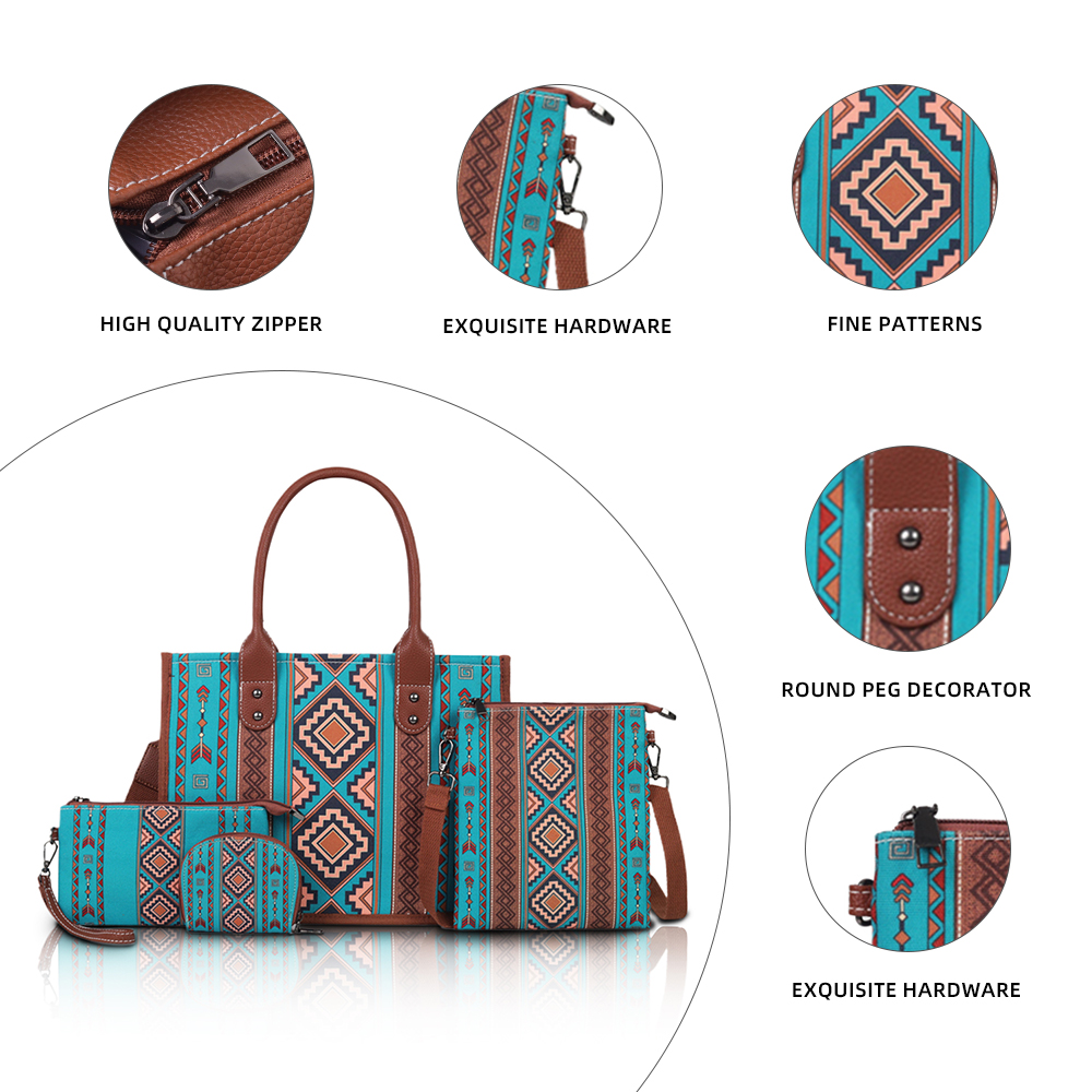 Boho Chic Canvas Tote Bags for Women Spacious & Stylish 4 Piece Gift Set