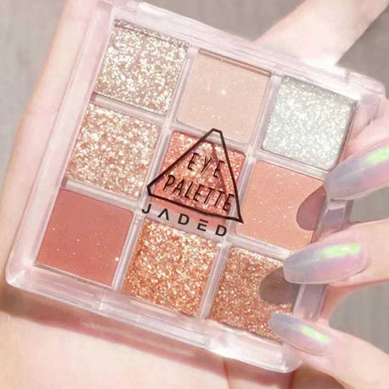 Orange Snowflake Shiny 9-Color Pink Eye Shadow Palette Women Diamond Glitter Matte Eyeshadow Waterproof Charming Eyes MakeupW241212