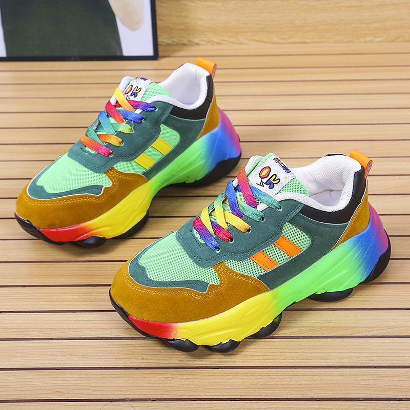 Daddy shoes match color thick sole casual light women's shoes soft sole casual increase large size sports shoes Plus size 35-43