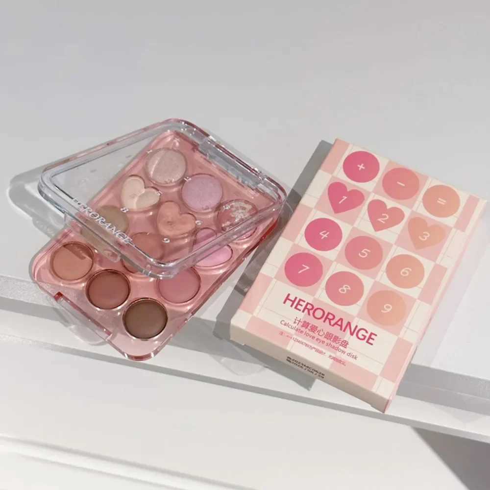 HERORANGE Calculator Love Eyeshadow Palette 12 Colors Matte lescent Glitter Non-Flying Powder Earth Color EyeshadowW241212
