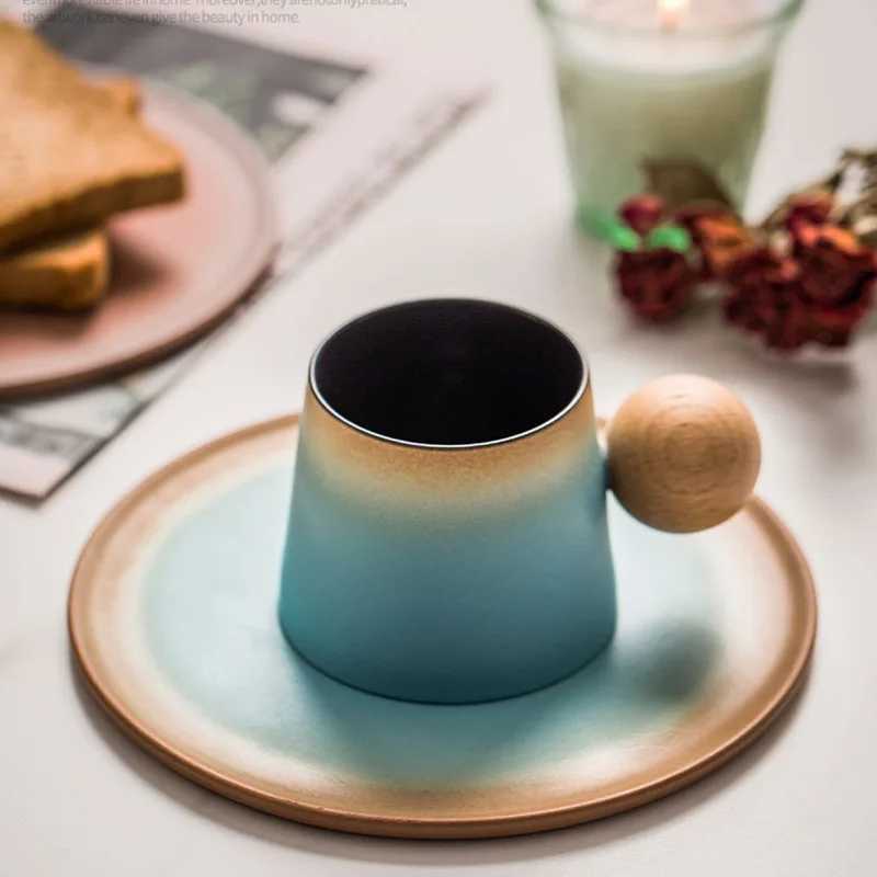 Lightweight luxury ceramic coffee cup and sauce set beautiful appearance creative dehydration cup Y241211