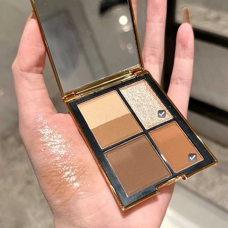 5-Color Eyeshadow Palette Glitter Earth Color Contouring Bronzer Pigment Shiny Matte Caramel Brown Color Eyes Makeup PaletteW241212