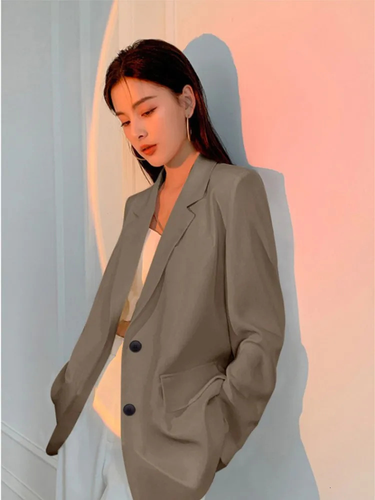 Casual long sleeved suit office ladies spring autumn fashion elegant solid womens jacket black 241211
