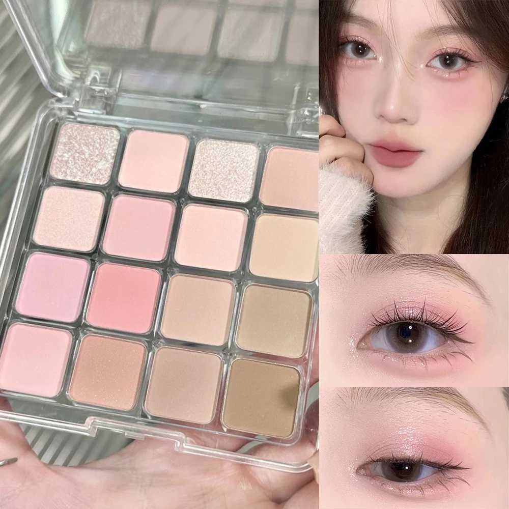 16 color eye shadow palette matte low saturation waterproof glitter pink eye shadow durable eye shadow korean cosmetics newW241212