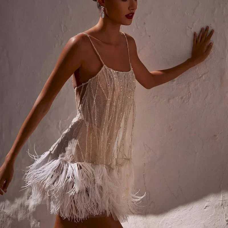Urban Sexy Dresses JINIA Summer Sexy S Through Tassels Mini Dresses For Women 2025 Sequins Slveless Sling White Ladies Party Dress Clubwear Y241212KIO