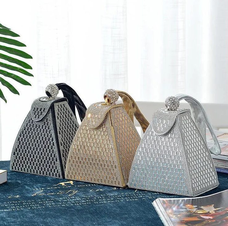 Pyramid ShapeSmall Clutch With Gold s Evening Bags Bridal Clutches Formal Party Dress Purse