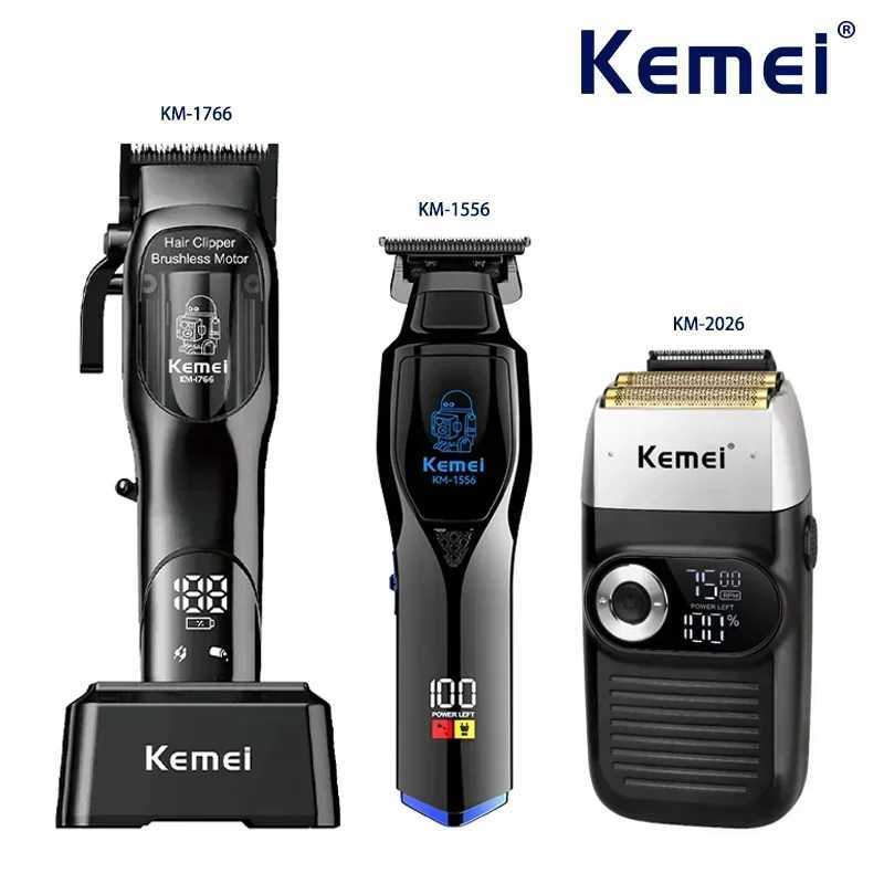 Kemei Barber Kit Rechargeable Professional Electric Barber with Charging Base Shaver Suitable for Men KM-1766 KM-1556 KM-2026 W241212