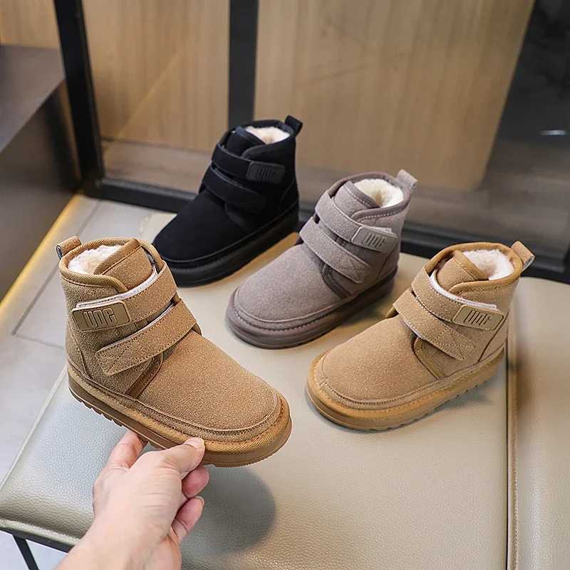 Boots Children Snow Boots 2025 New Style Boys Girls Baby Faux Suede Frosted Cotton Boots Plush Winter Warm Shoes Kids Size 26-37 H241212
