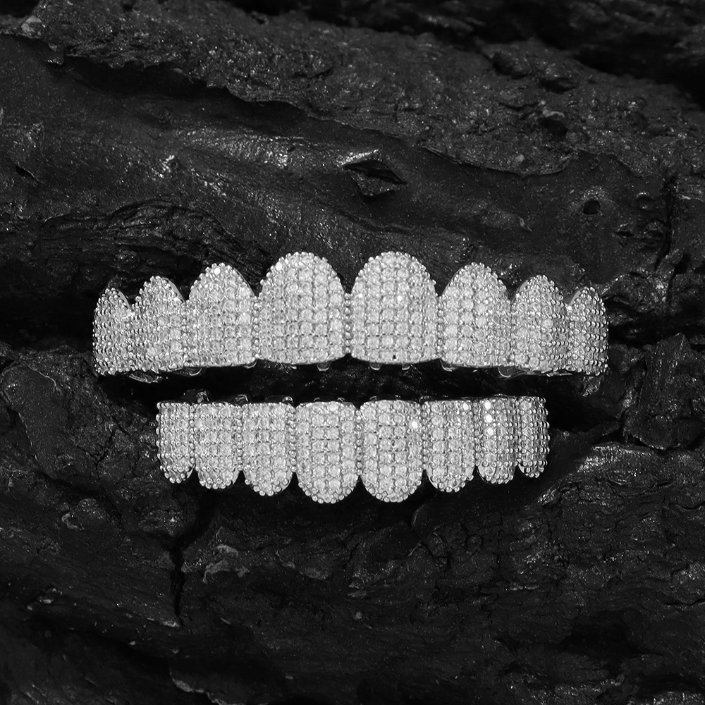 Iced Out Hip Hop Dia Teeth Rappers Top 8 Bottom Gold Plated Sterg Sliver Custom Vvs Moissanite Grillz