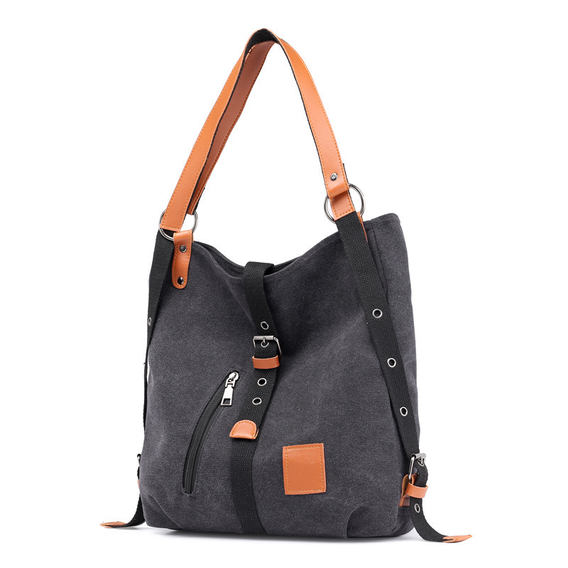 2024 Canvas Casual Women's Single Multi functional Bag Water Bucket Cross New Shoulder Backpack