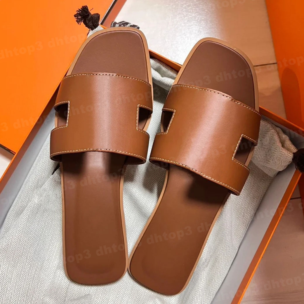 Designer Slides Sandals Women Beach Slippers Genuine Leather Classic Brand Luxury Summer Sandal Men Women Crocodile Skin Slide Ladies flat shoes Sizes 35-42
