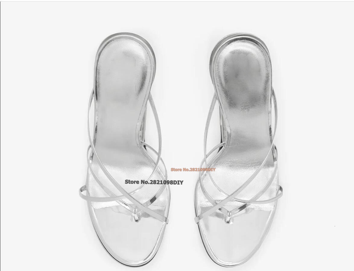 Sier Black Thongs Sandals High Heel Women 3D Mouth Slip On Heeled Party Shoes Criss-Crossed Flip-P Sg