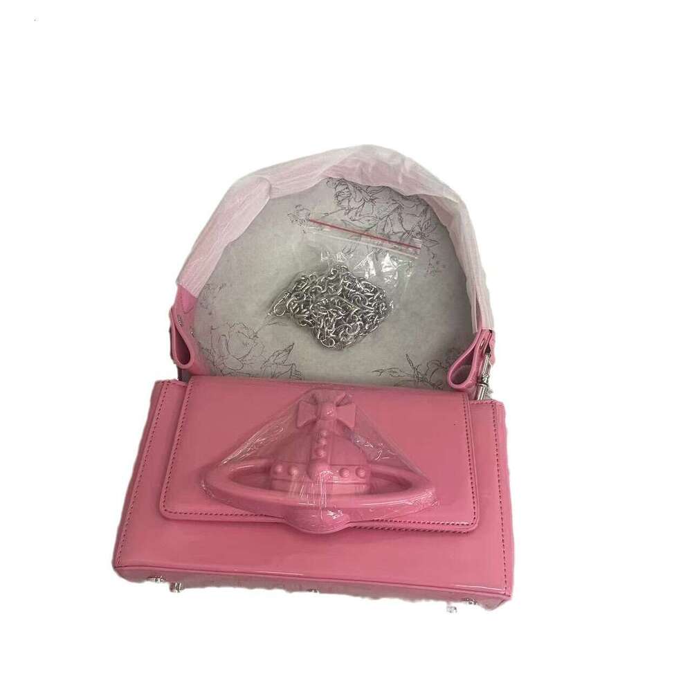 Empress Dowager Saturn's for Women 2024 New High end Light Luxury One Shoulder Women's Pink Chain Crossbody Small Square Bag