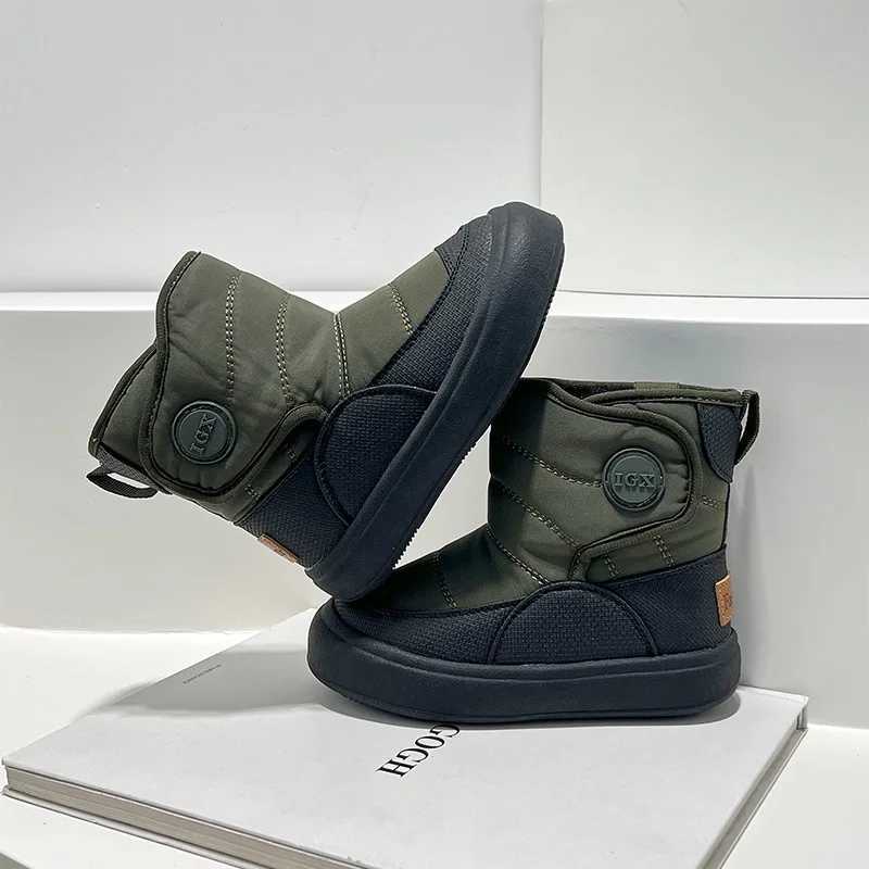 Boots Kids Snow Boots Winte Boys Fashion Brand Short Ankle Boots Toddler Girls Warm Fur High Top Shoes Children Waterproof Soft Sole H241212
