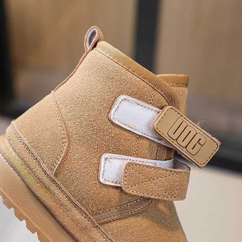 Boots Children Snow Boots 2025 New Style Boys Girls Baby Faux Suede Frosted Cotton Boots Plush Winter Warm Shoes Kids Size 26-37 H241212