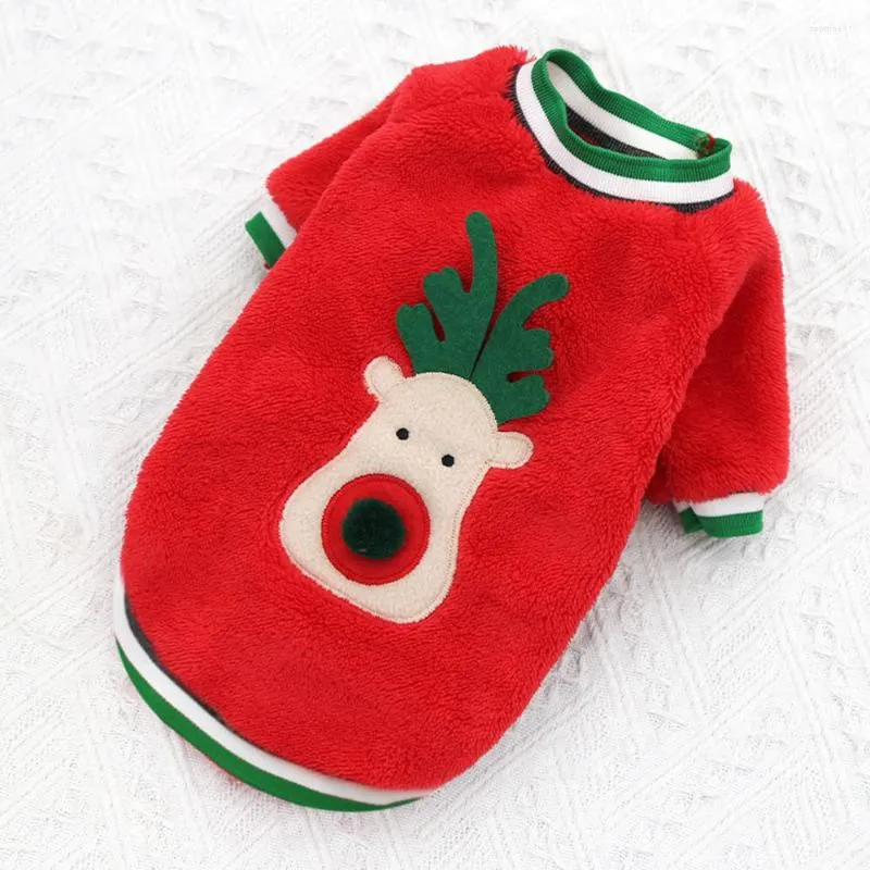 Dog Apparel Warm Christmas Pets Clothes For Small Dogs Winter Soft Fleece Sweater Cute Elk Print Pet Clothing Chihuahua Puppy Cat HF26