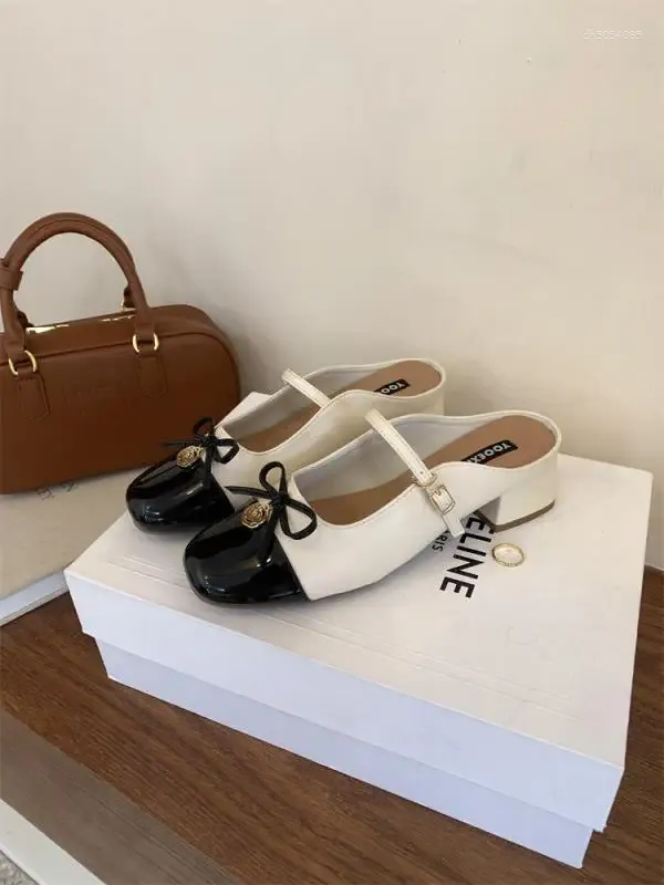 Slippers Shoes Women Cover Toe Ladies' Square Heel Slides Soft Summer Block Designer Slipper