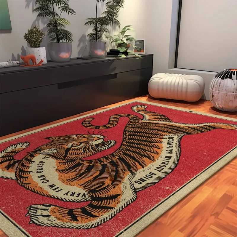 Carpet for Living Room Rugs Extra Large Bedroom Bedside Lounge Floor Mat Home Decoration Vintage Tiger Rug XJ241211