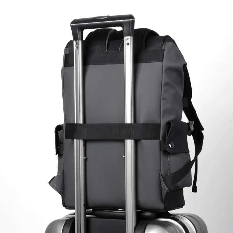 High Quality PU Leather Waterproof Mens Laptop Backpack Large Cputer Backpack for Business Urban Man Backpack USB Charging Z241211