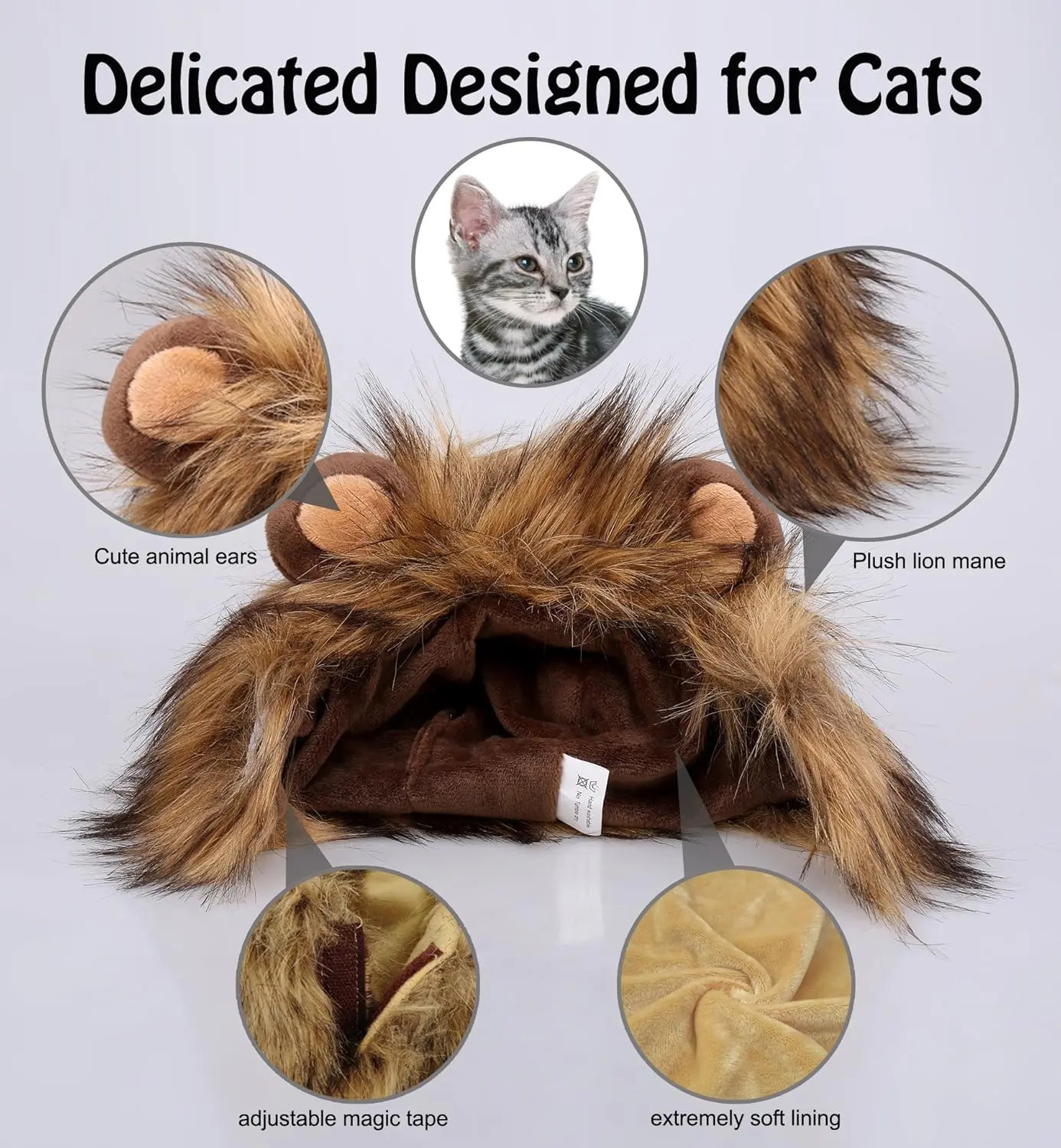 TONG Cat Lion Costume Hat Lion Mane Wig for Cat Costume Lion Hair Cat for Halloween Christmas Lion Head Mane Hat for Cat 241212