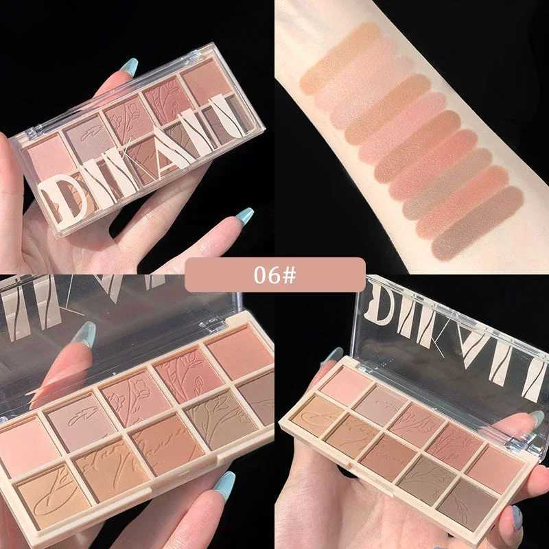 DIKALU 10 Color eye shadow Glass Matte Earth Color eye shadow Palette Shiny Sequins eye shadow Pigment Lasting MakeupW241212