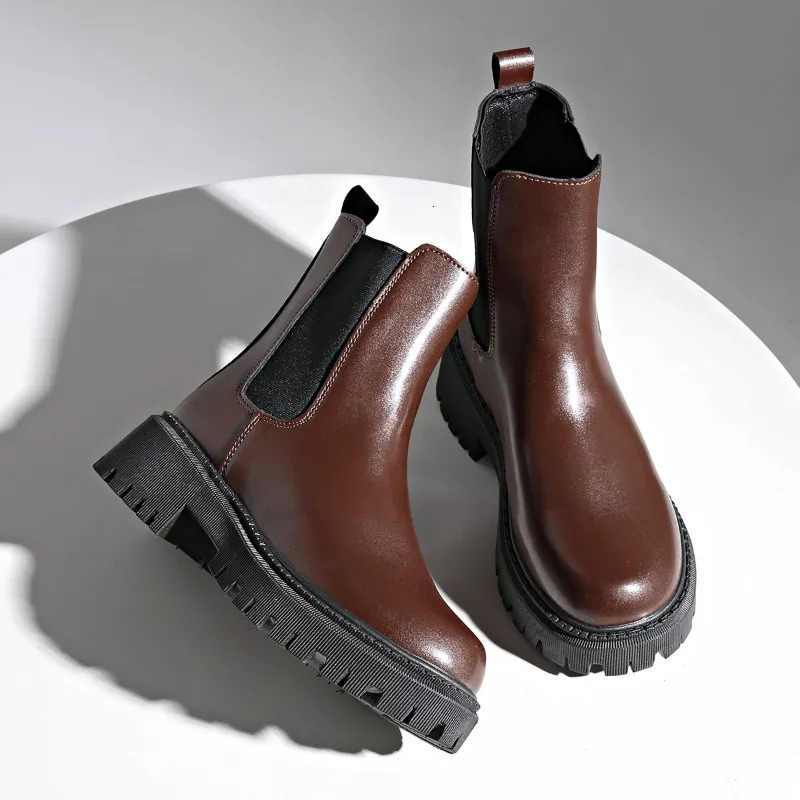 Womens Shoes Slip on Modern Womens Boots Classics Ankle Boots Women Round Toe Med Heel Platform Plus Size Shoes Ladies 241211