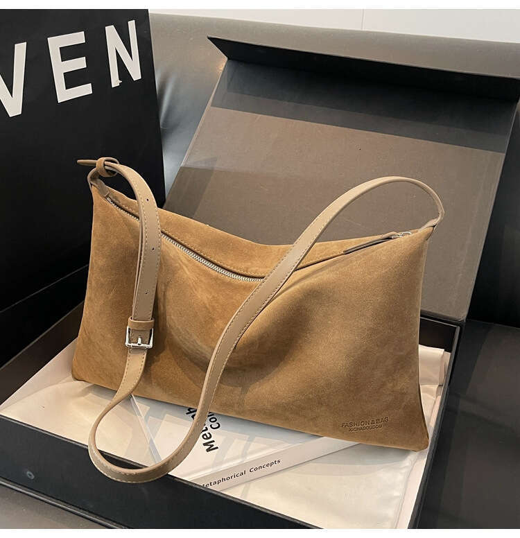 Women's Slouchy Vintage Frosted Suede New Fall/Winter Shoulder Underarm Simple Tote Large Capacity Commuter Bag