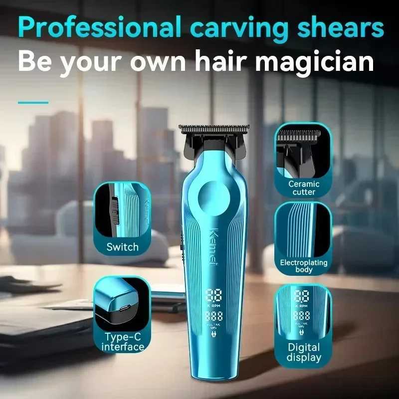 Kemei KM-1858 9000RPM 10W Hair Clipper KM-264 Rechargeable Electric Trimmer Original KM-T95 Shaver for Men Barber Clippers Kit W241212