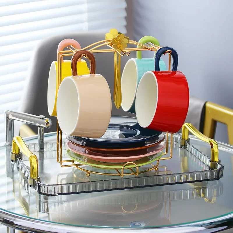 European style creative retro ceramic cup with high aesthetic value tea cup and sauce set luxury coffee g afternoon tea g Y241211