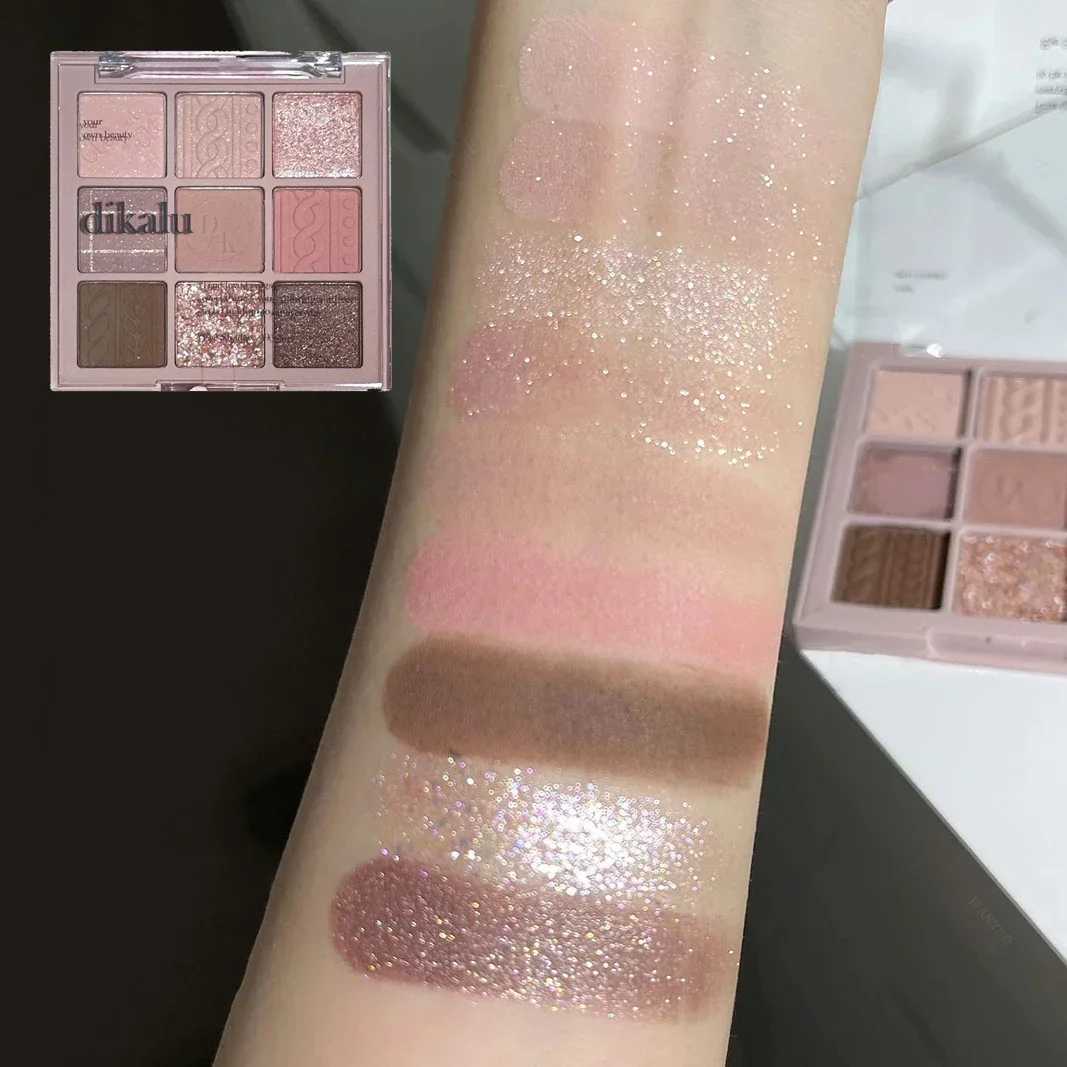 Knitted Pattern Eyeshadow Palette Glitter Matte Pink lescent Shimmer Shinny Pigment Diamond Eyeshadow Korean Cosmetic MakeupW241212