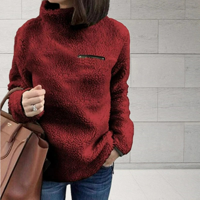 Winter super soft and comfortable solid color turtle neck zipper womens sweater fashionable zipper sexy top womens fashionable clothing 241212