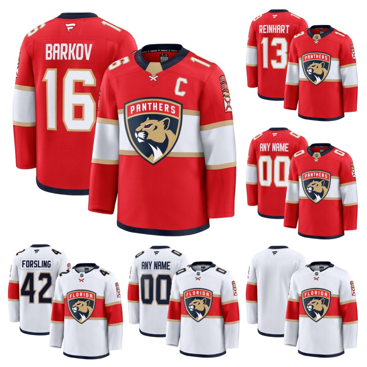 Floridas Panthers Hockey Jersey Fanatic Sam Reinhart Matthew Tkachuk Aleksander Barkov Sam Bennett Carter Verhaeghe Anton Lundell Evan Rodrigues Aaron Ekblad