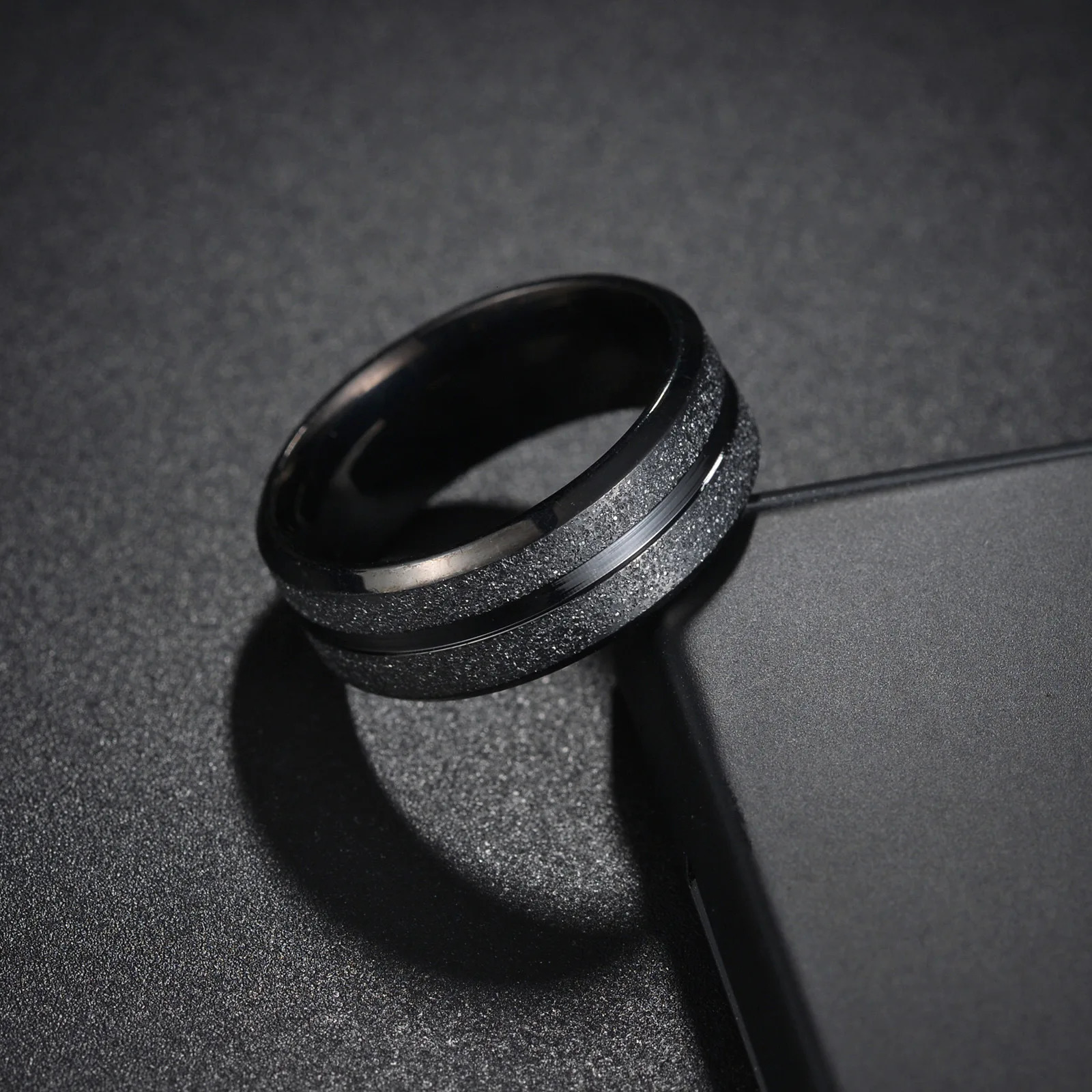 Simple 8mm Mens Couple Black Ring Matte Finish Finger Jewelry Wedding Gift 241210