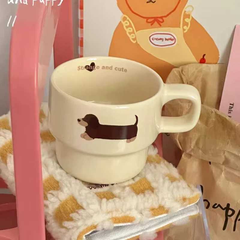 Sausage Dog Coffee GS Ceramic Cup Beverage Ju Cola Outdoor Travel Cocoa Handheld Water G Lover Friend Y241211