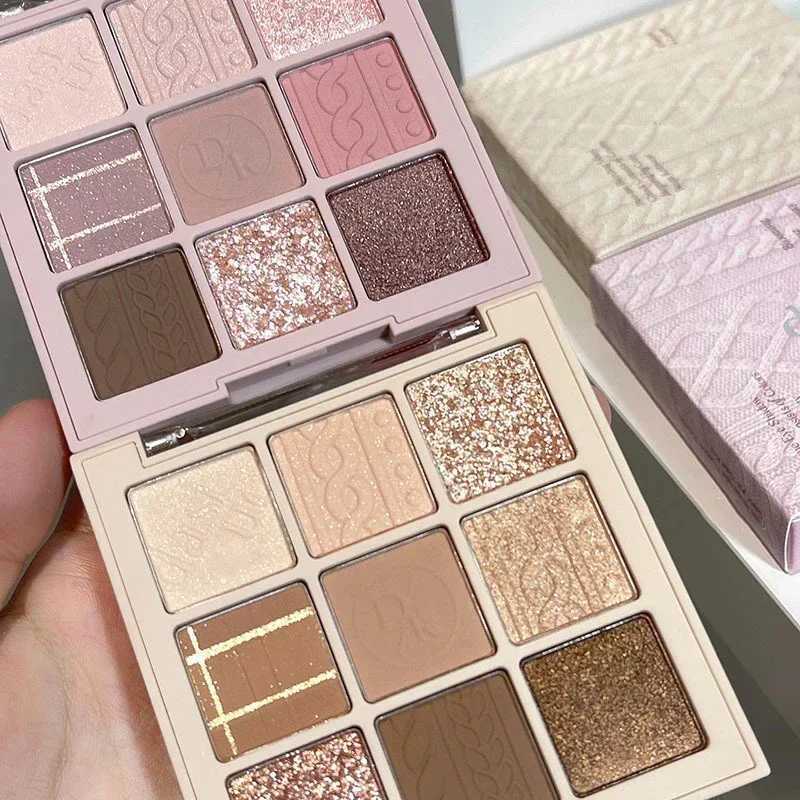 Knitted Pattern Eyeshadow Palette Glitter Matte Pink lescent Shimmer Shinny Pigment Diamond Eyeshadow Korean Cosmetic MakeupW241212