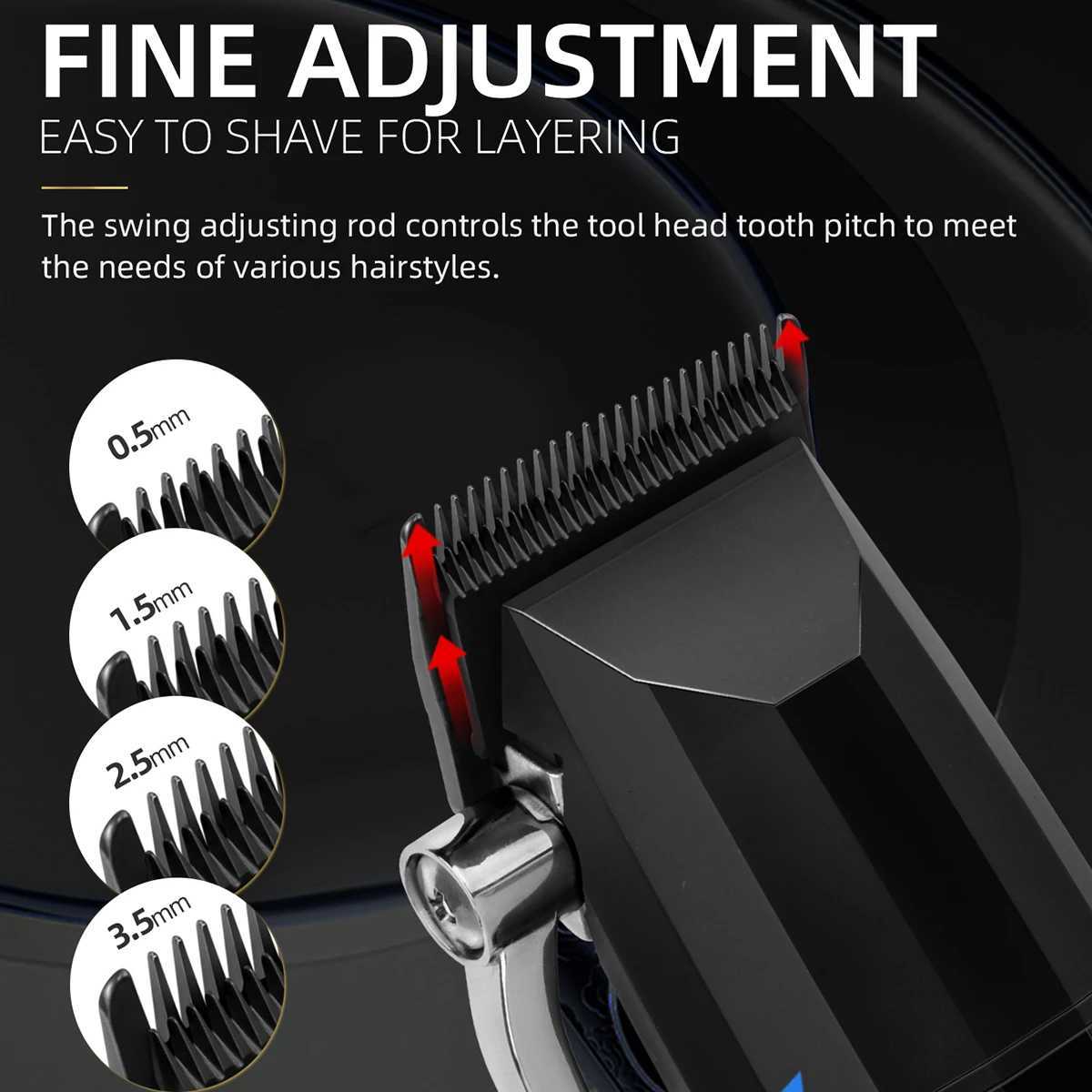 KIKIDO Professional Hair Clipper Electric Hair Clipper Adjustable Trimmer Cordless Hair Clipper 6000 RPM W241212