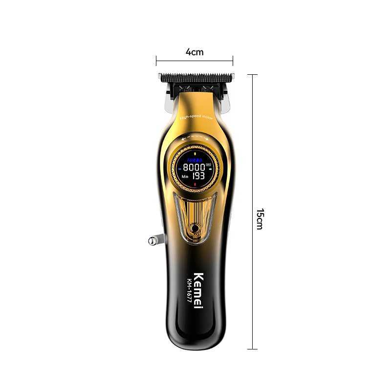 Chemical Hair Clippers Smart Digital Display Electric Trimmer Hair Clipper High-speed Engraving Scissors KM-1677 W241212