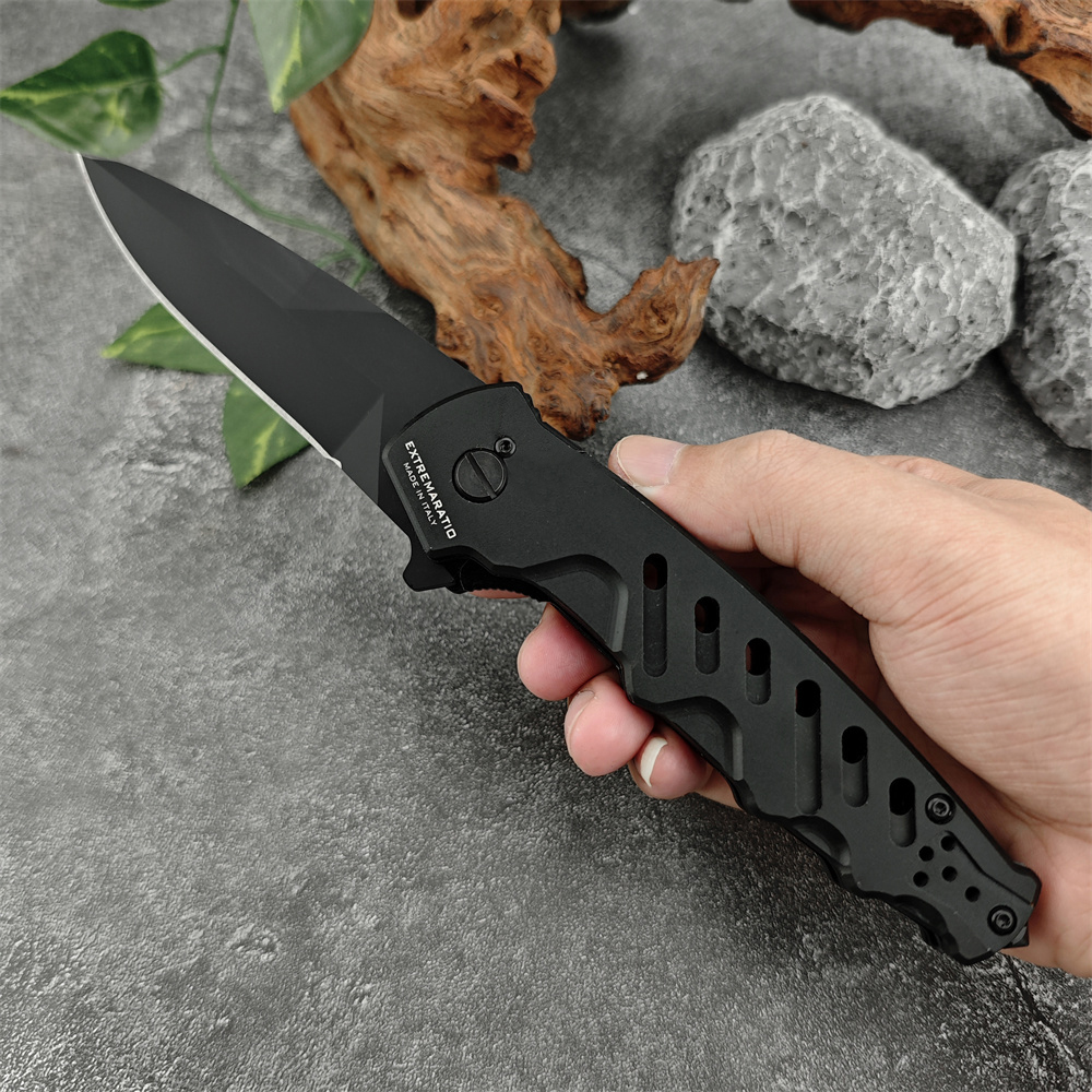 HOT SALE Extrema Ratio CAIMANO NERO Assisted Folding Knife D2 Steel Aluminum Handle EDC Outdoor Tacticals Self Defense Hunting Camping Knive 3300 1553