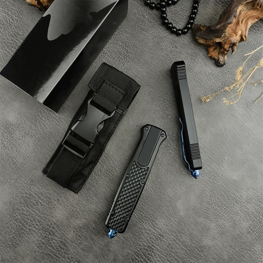 BM Damascus/D2 Steel Assisted Pocket Knife High Quality Aluminum Handle EDC Outdoor Camping Tools Hunting Survival Knives Christmas Gift 3300 3370 340