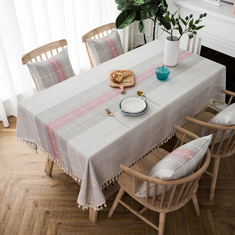 Waterproof Leave-in Dining Table Cloth Color Plaid Tablecloth