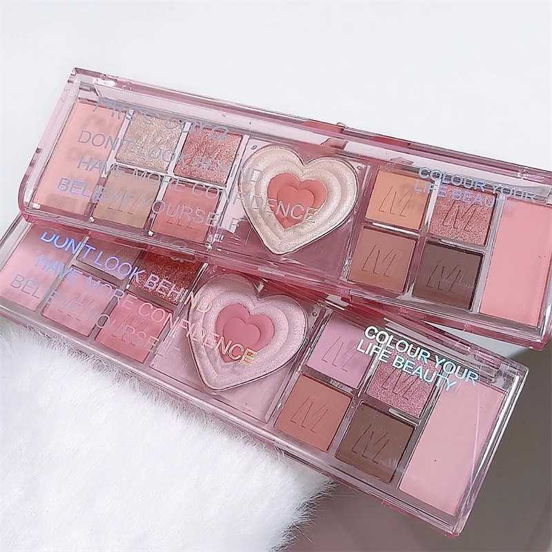 12Colors Love Heart Pink Eyeshadow Palette Natural Cool Tone Low Saturation Matte Eyeshadow Pallet Brown Korean Makeup CosmeticW241212