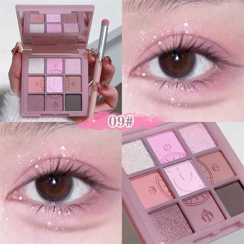9 Color Glitter eye shadow Palette Taro Ash Tone Pink Lace Matte eye shadow Palette Waterproof eye shadow Korean MakeupW241212