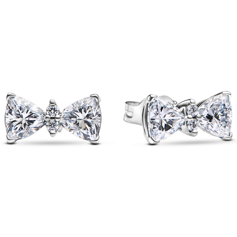 Cute Luxury Designer Bowknot Stud Earrings s925 Sterling Silver Diamond CZ Women Birthday Christmas Wedding Gift Jewelry E026