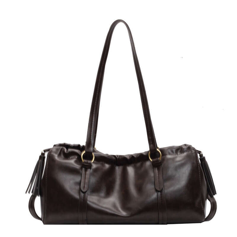 Retro high-end women's Korean version large capacity pleated cloud versatile texture commuting single shoulder armpit bag 2024 new style temperam