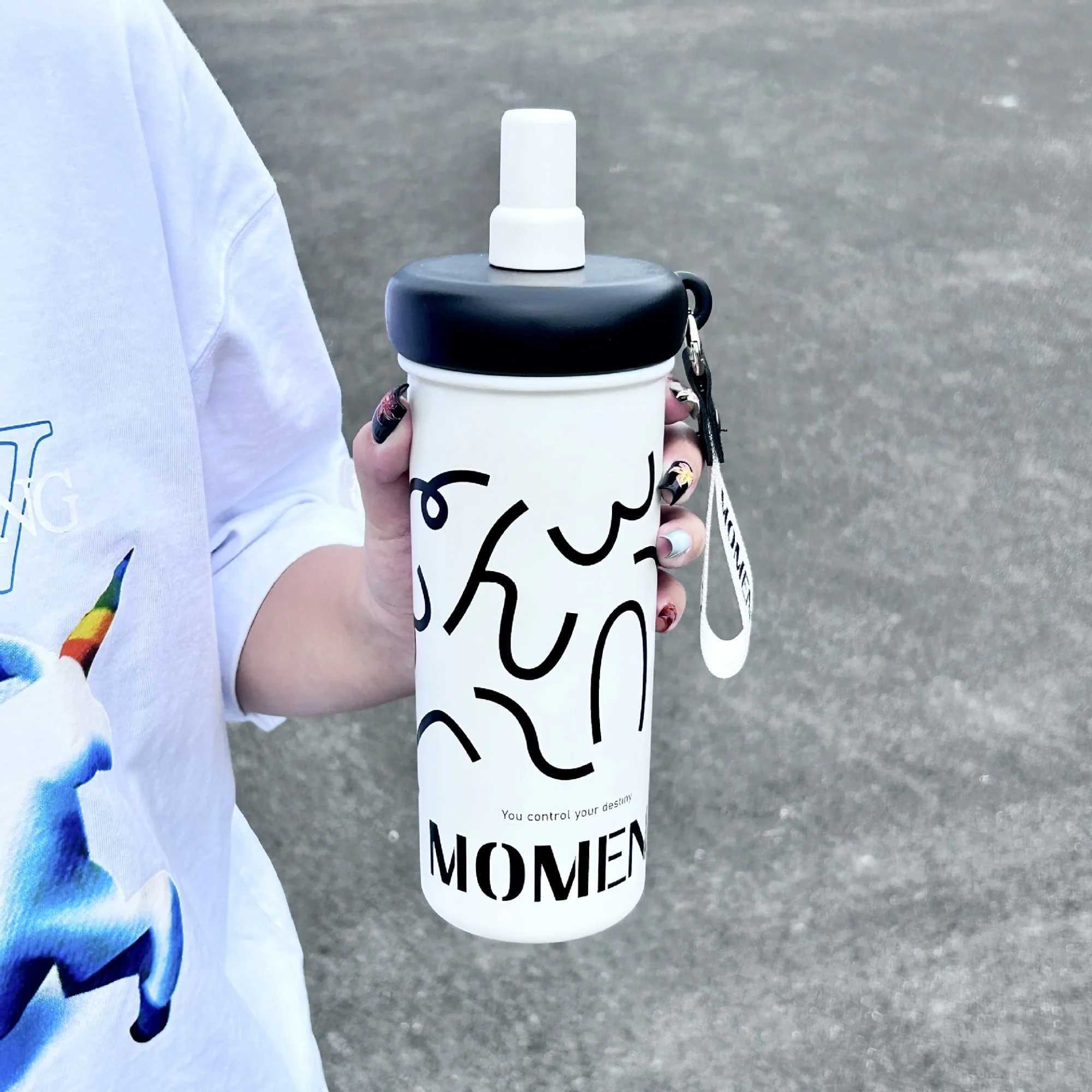 500ML Large Capacity Coffee Straw Cup Stainless Steel Bber G Portable Outdoor Sports Crazy Cup Cute Family Gift Y241211